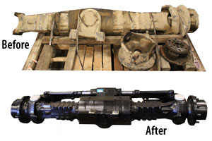 Before and after axle reman photo